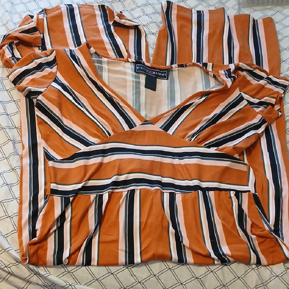 Polly & Esther Striped Womans Jumpsuit M